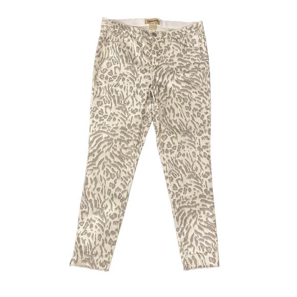 Democracy AbSolution Pants 12 White Gray Cheetah Animal Print High Rise Skinny - Picture 1 of 7
